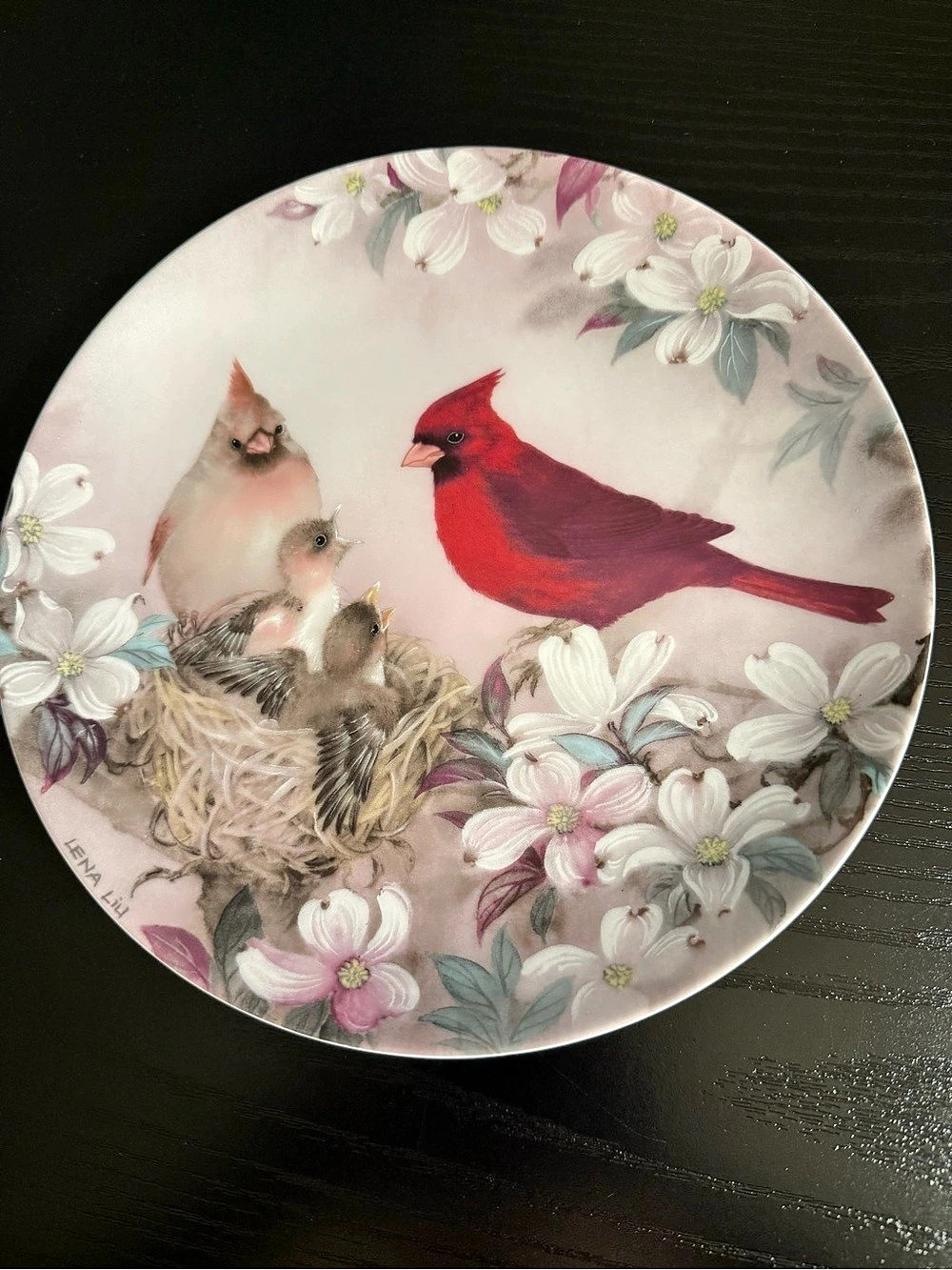 Lena Lui Morning Serenade Cardinal Floral collector plate